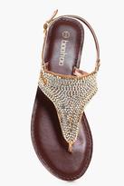 Thumbnail for your product : boohoo Eva Embellished Thong Leather Sandal