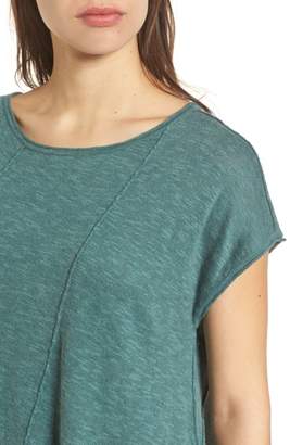 Eileen Fisher Cap Sleeve Organic Linen & Cotton Scoop Neck Top