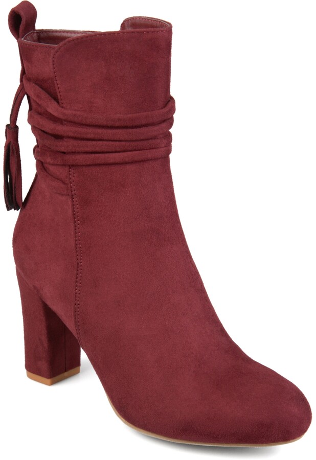 wine colored suede booties