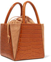 Thumbnail for your product : Trademark - Dorthea Box Croc-effect Leather And Suede Tote - Tan