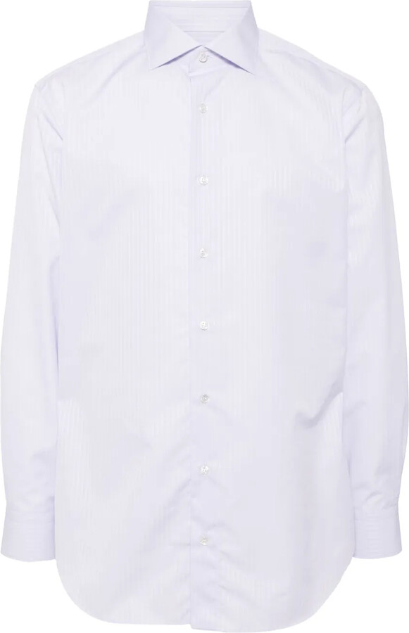 Brioni Long-Sleeve Pinstripe-Pattern Shirt