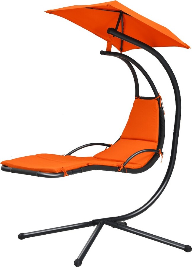Tangkula Outdoor Hanging Chaise Lounge Chair Floating Chaise Swing
