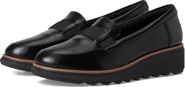 Clarks Sharon Pace Women's Flat Shoes Black Leather 1 : 12 B - Medium