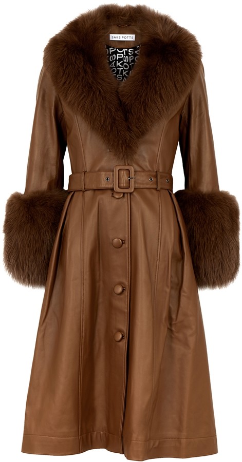 brown fur trim coat