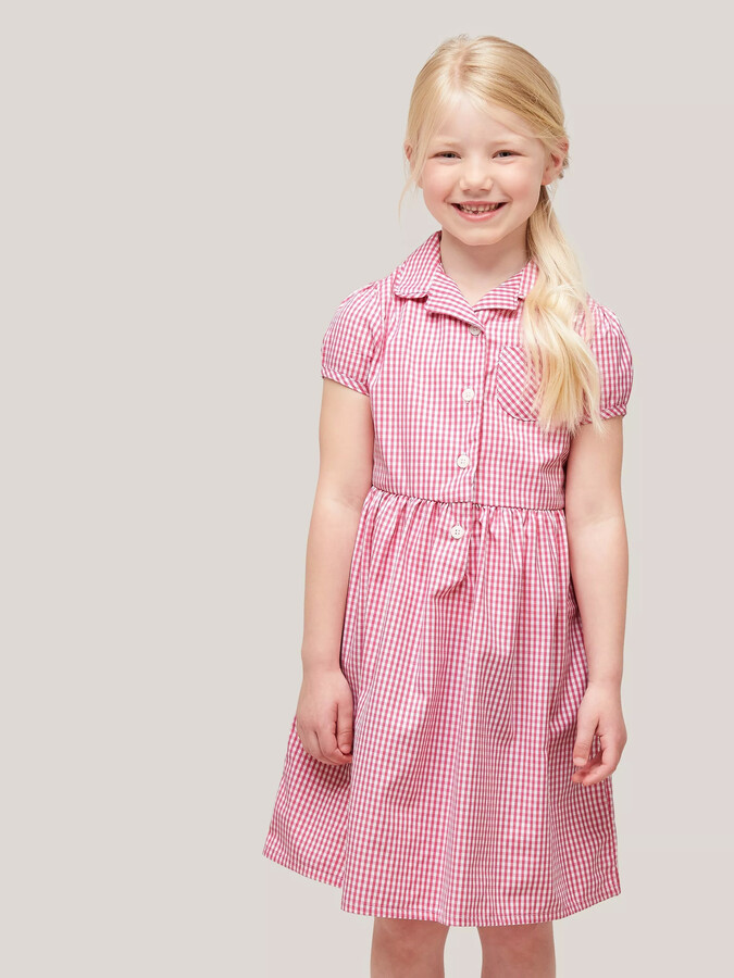 John Lewis Partners School Belted Gingham Checked Summer Dress