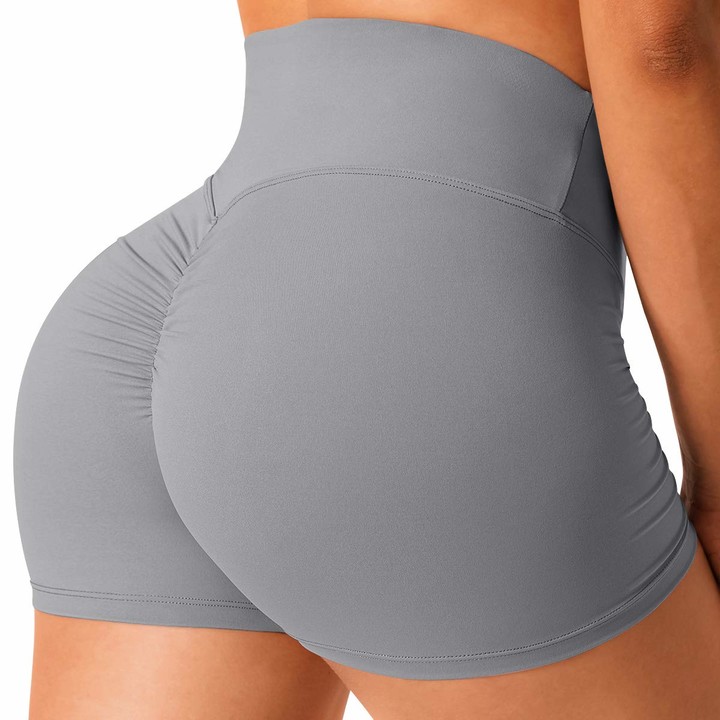 RILNME Women's Booty Shorts Ruched Butt Lifting Shorts High Waisted