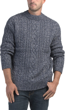 TJMAXX Recycled Poly Wool Blend Cable Crew Sweater For Men, Polyester/Acrylic/Wool