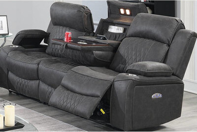 Charcoal Color With Power Motion, Gel , Adjustable & Storage For Living Space Upholstery, Arms Overhead Lighting