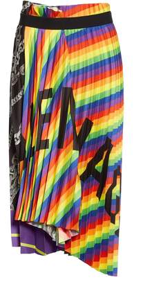 Balenciaga Pleated Rainbow & Chain Print Twill Skirt