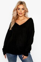 Thumbnail for your product : boohoo Plus Jumper With V Neck Detail Front And Back