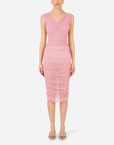Thumbnail for your product : Dolce & Gabbana Calf-length draped dress in stretch tulle