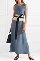 Thumbnail for your product : Brunello Cucinelli Canvas-trimmed Silk Maxi Dress