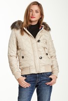 Thumbnail for your product : Love Moschino Intarsia Knit Faux Fur Hood Quilted Puffer Jacket