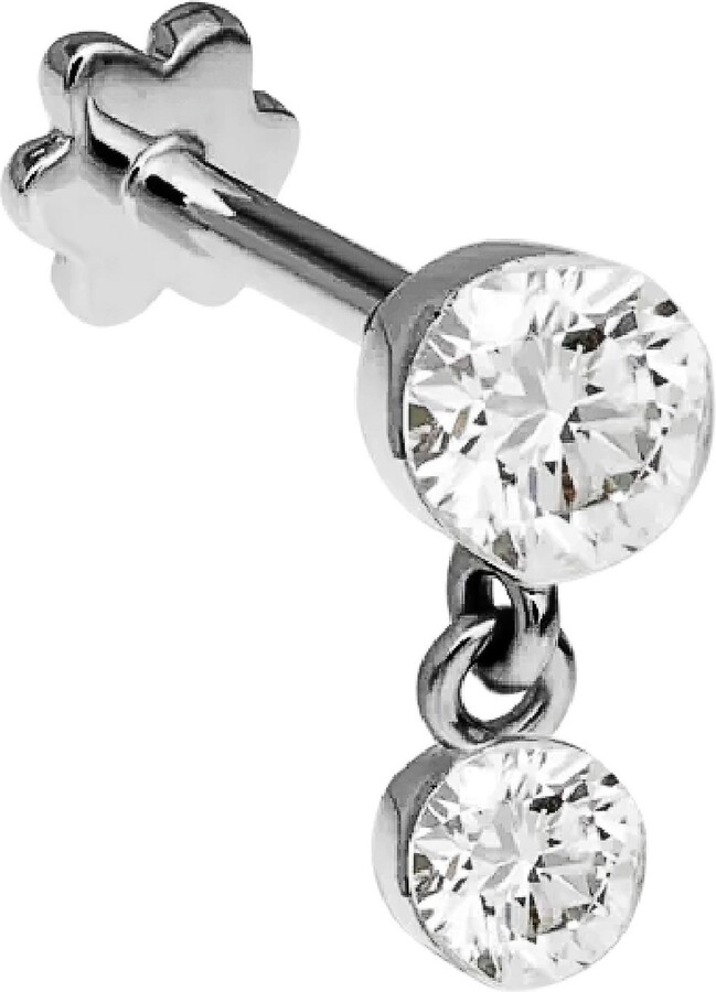 Maria Tash Invisible Set Diamond Dangle Stud Earring