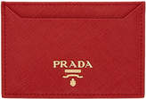 Prada Red Logo Card Holder 