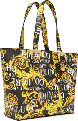 Versace Jeans Couture Black & Yellow Printed Tote