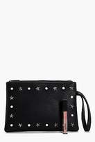 Thumbnail for your product : boohoo Womens Millie Pearl And Star Ziptop Clutch in Black size One Size