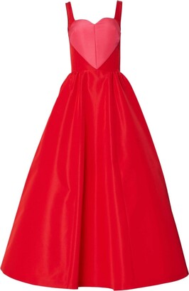 Carolina Herrera Heart-Appliqué Silk Flared Dress