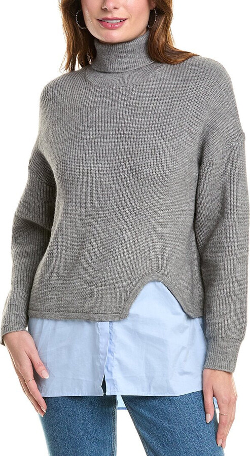 Gracia Roll-Neck Slit Layering Sweater
