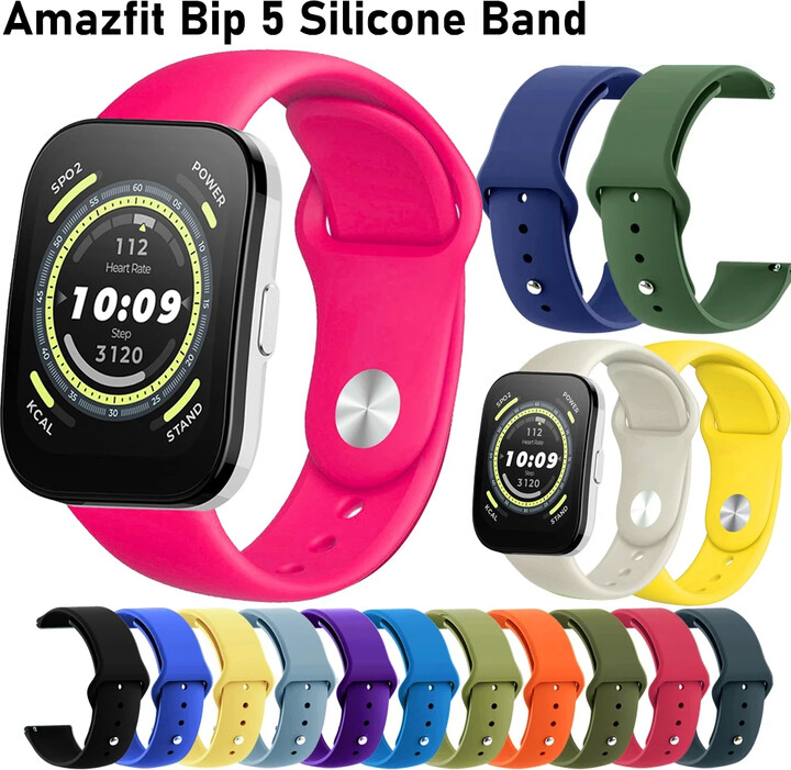 Hiyii 22mm Silicone Bip 5 Strap for Amazfit Bip 5 Band Replacement Smaertwatch Wristband Soft Bracelet Belt WatchBand Amazfit Bip5