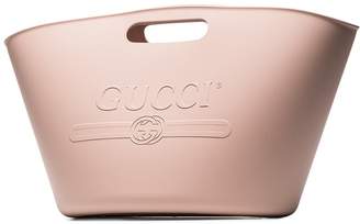 Gucci pink embossed rubber beach bag