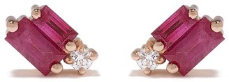 Suzanne Kalan 18kt Rose Gold Diamond Sapphire Stud Earrings
