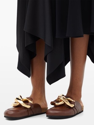 J.W.Anderson Chain Backless Leather Loafers - Brown