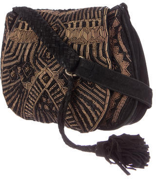 Antik Batik Bead-Embellished Suede Crossbody Bag