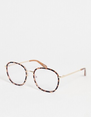 Quay Jezabell Inlay round blue light glasses in brown