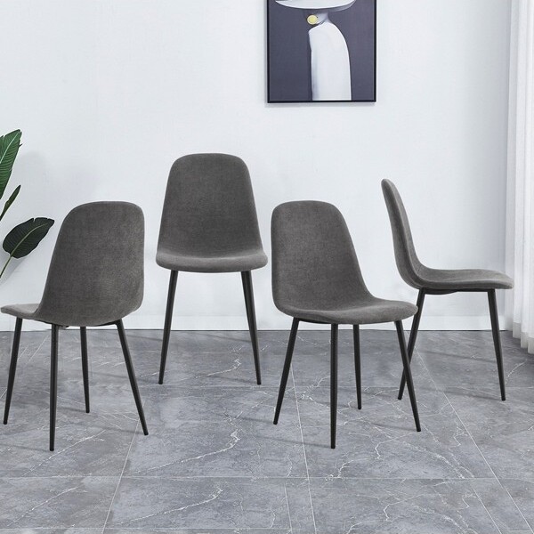 APRILSOULDarkGraySetof4ModernMid-CenturyStyleDiningKitchenRoomUpholsteredSideChairsSoftLinenFabricCoverCushionSeat