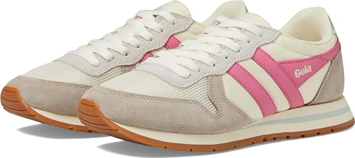 Gola Daytona Women's Shoes Off-White/Feather Grey/Fluro Pink : 8 B - Medium, Textile/Suede/Leather