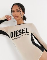 Thumbnail for your product : Diesel mesh panel bodysuit with logo in beige