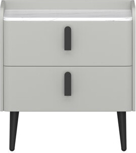 Brayden Studio Nightstand With 2 Drawers, White Marble - Pattern Table, Bedroom Organization Aid Raised Tabletop Border, And Living Room Styling Plan
