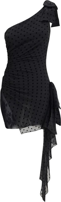 Alessandra Rich Polka Dot One Shoulder Dress