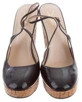 Thumbnail for your product : Saint Laurent Round-Toe Slingback Wedges