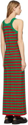 Gucci Green & Red Striped Cat Patch Dress