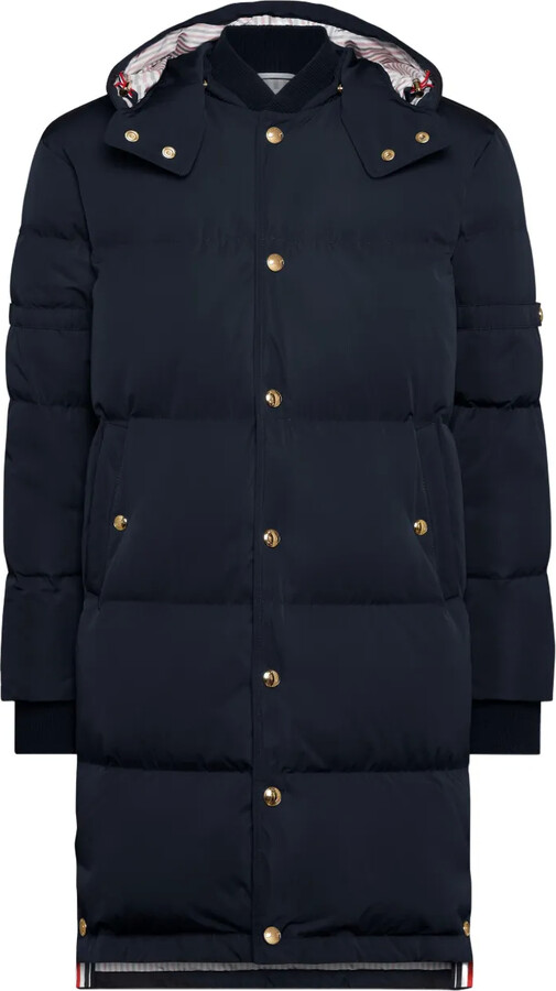 Thom Browne Hooded Stud Button-Fastening Coat