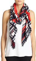 Thumbnail for your product : Tory Burch Half-Circle Logo Cotton & Silk Scarf