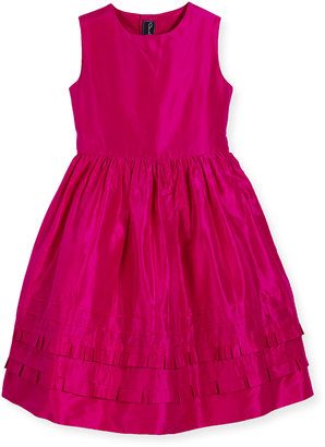 Oscar de la Renta Sleeveless Tiered Silk Taffeta Party Dress, Pink, Size 4-14