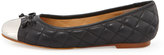 Thumbnail for your product : Andrew Stevens Lalo Quilted Metallic Cap-Toe Ballet Flat, Black