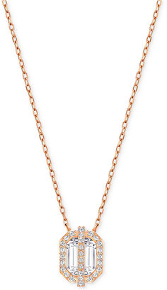 Swarovski Rose Gold-Tone Octagon Crystal and Pavé Pendant Necklace
