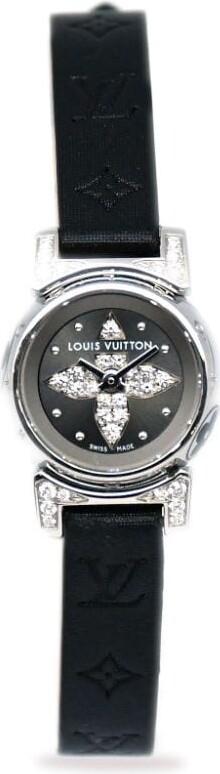 Louis Vuitton Grey Stainless Steel Diamond Tambour Bijou Q151K Women's  Wristwatc