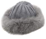 Thumbnail for your product : Wool Knit Beanie Hat W/ Fur Trim