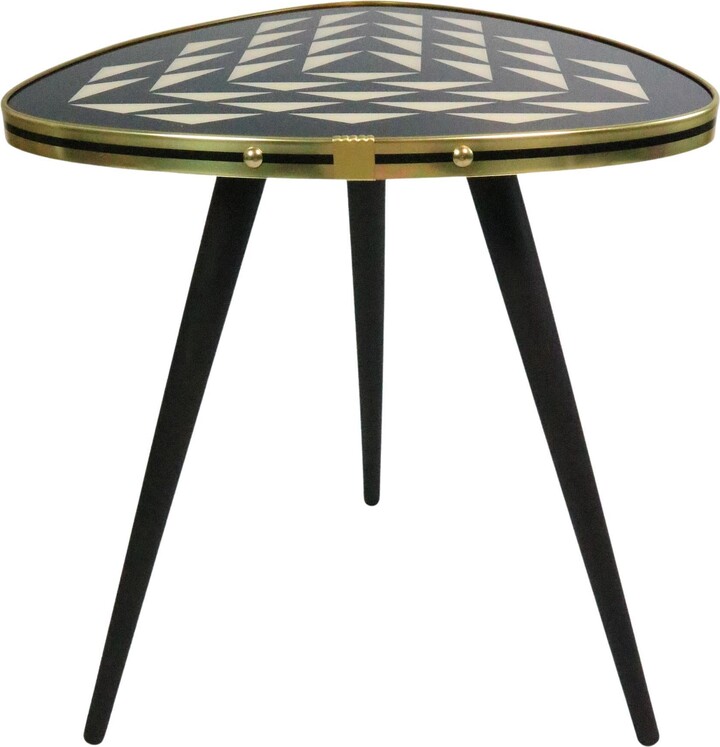 1stDibs 50s Style Small Side Table, Black / White Triangular Shape, 3 Elegant Legs