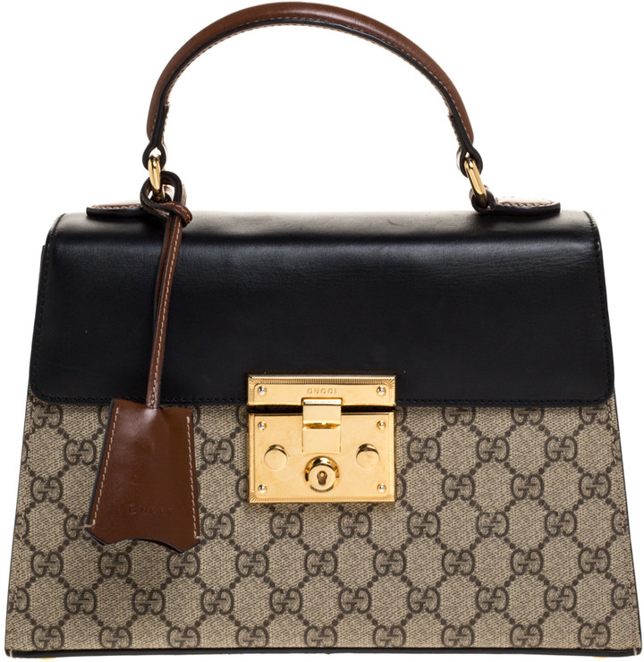 small padlock top handle signature leather bag