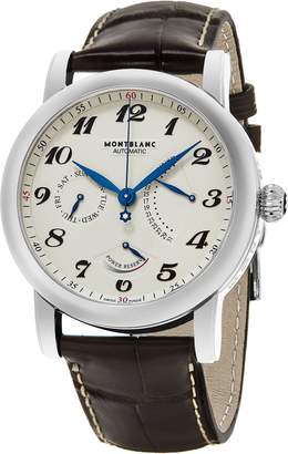 Montblanc Mont Blanc Men's 'Star' Swiss Automatic Stainless Steel and Leather Dress Watch, Color:Brown (Model: 106462)