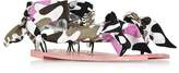 Thumbnail for your product : Emilio Pucci Dark Brown and Peonia Pink Silk Flat Sandals