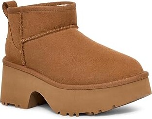 UGG Classic ultra Mini New Heights Women's Boots Chestnut : 9 B - Medium, Suede