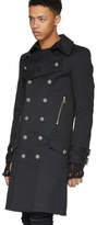 Thumbnail for your product : Balmain Black Long Double-Breasted Coat