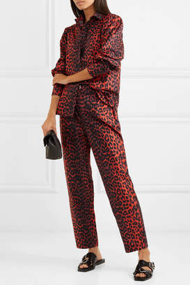 Ganni Leopard-print Cotton-twill Tapered Pants - Leopard print